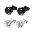 2 Pairs 316L Surgical-Steel Black & Silver Round CZ Men & Women Stud Earrings